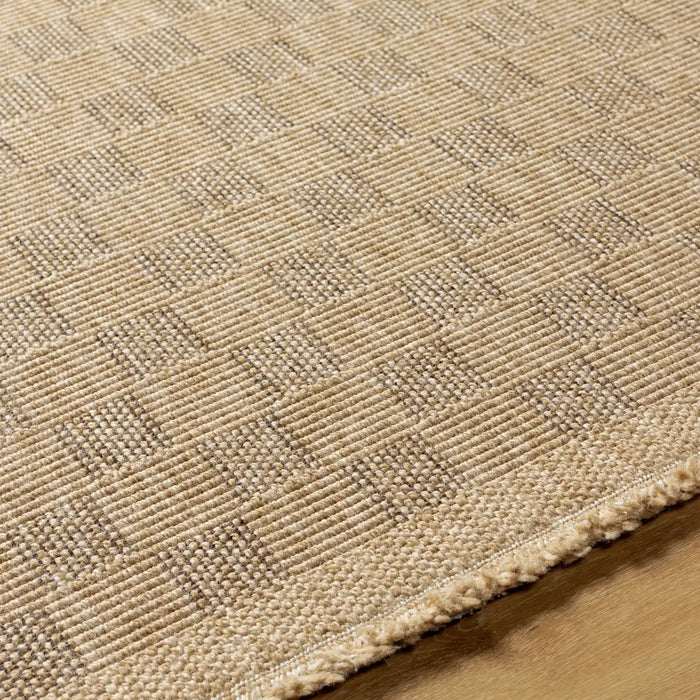 TORI In- & Outdoor Cottage Jute-Look Light Brown Checkered Rug