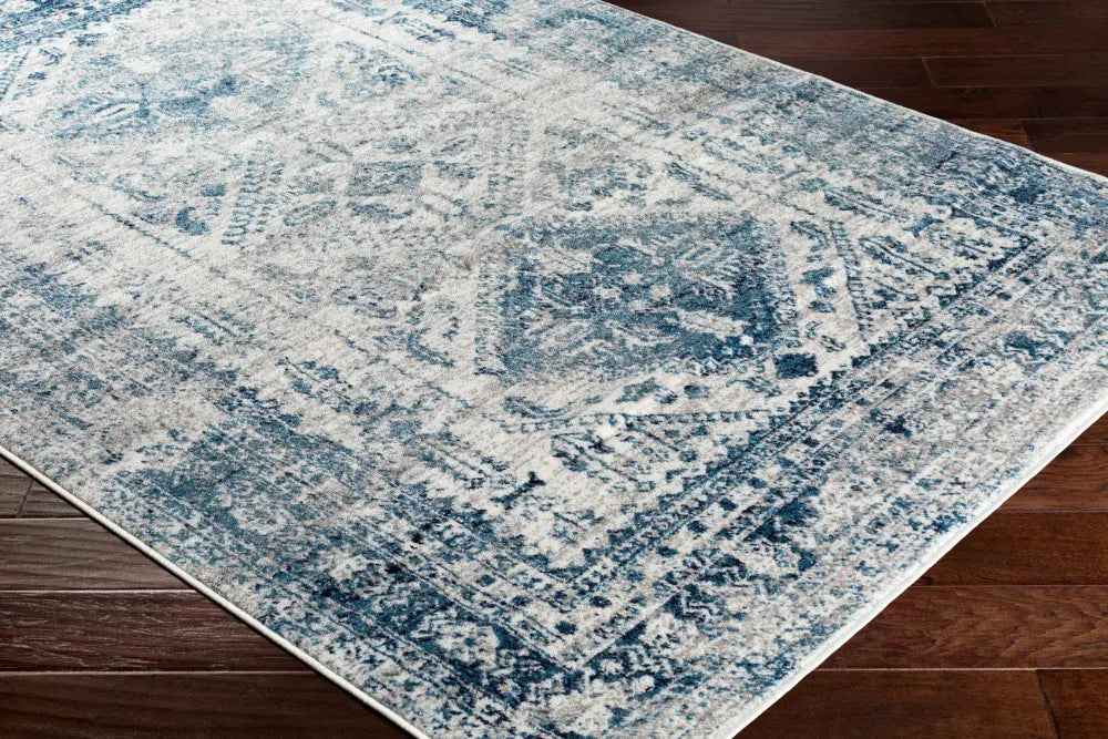 NEELAM Vintage Traditional Oriental Boho Sky Blue/Light Gray/White/Navy Rug