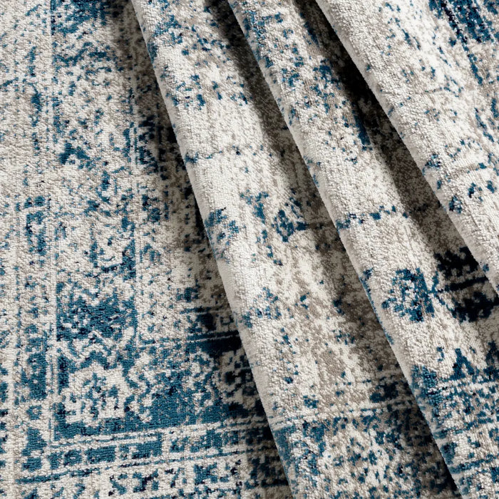 NEELAM Vintage Traditional Oriental Boho Sky Blue/Light Gray/White/Navy Rug