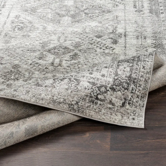 NEELAM Vintage Traditional Oriental Boho Light Gray/White/Charcoal Rug