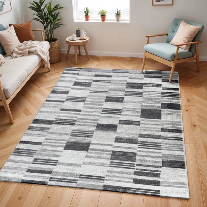 VANYA Scandi Modern Black Rug