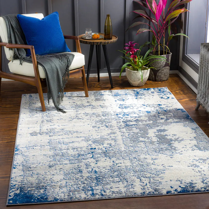 VICTOIRE Abstract Modern Marble Dark Blue Rug