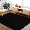 SOSO Shaggy Solid Color Plush Pile Black Rug Black