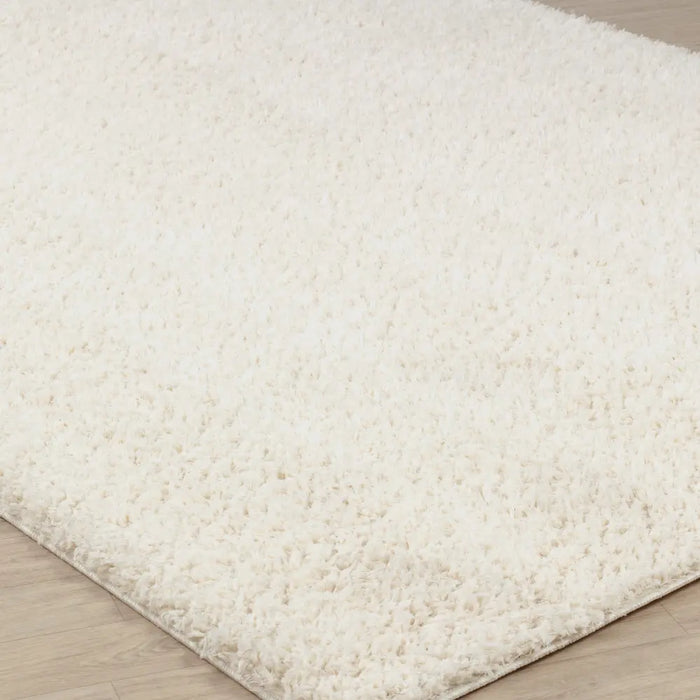 SOSO Shaggy Solid Color Plush Pile Cream Rug White