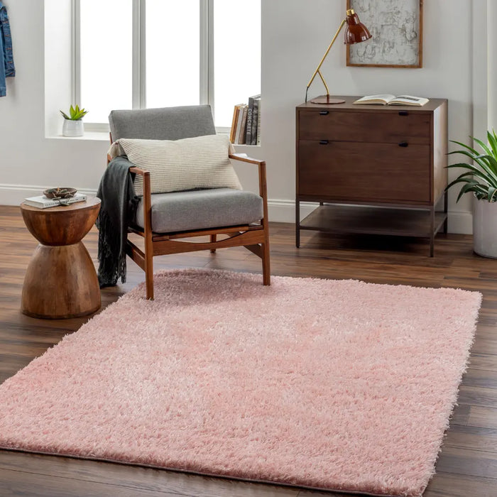 SOSO Shaggy Solid Color Plush Pile Pink Rug Pink