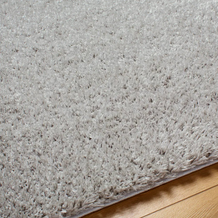 SOSO Shaggy Solid Color Plush Pile Light Grey Rug Grey