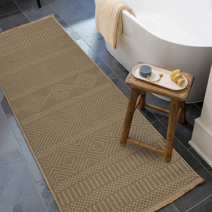 MYTHRI Cottage Tan Machine Washable Jute Rug