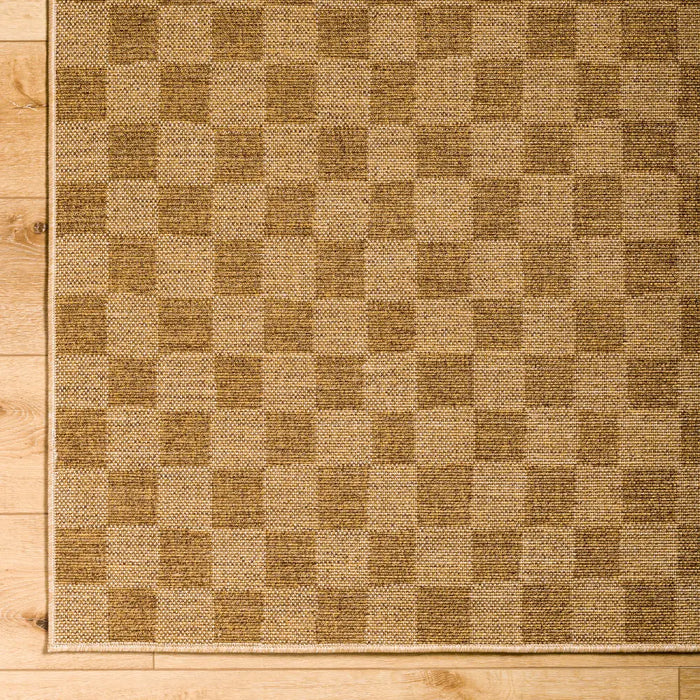 JERRIE In- & Outdoor Jute-Look Medium Brown Checkered Rug