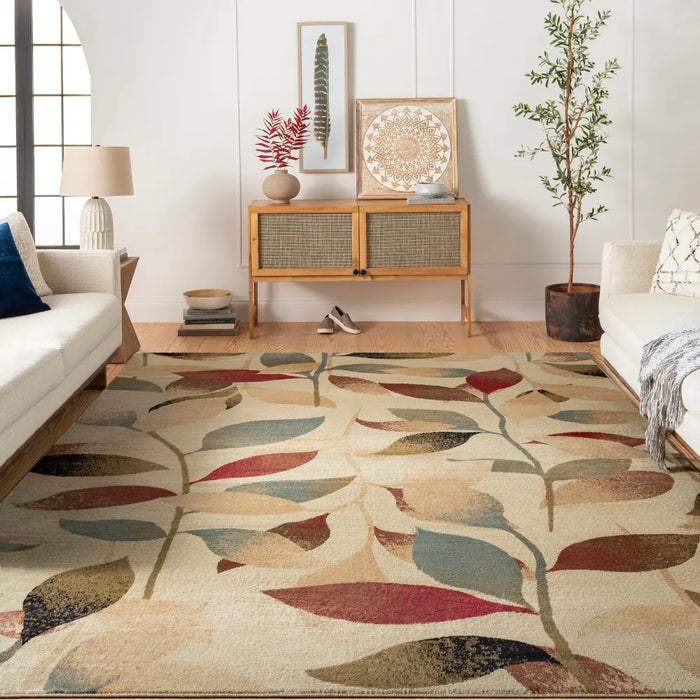 DAMALI Scandi Modern White/Dark Red Rug