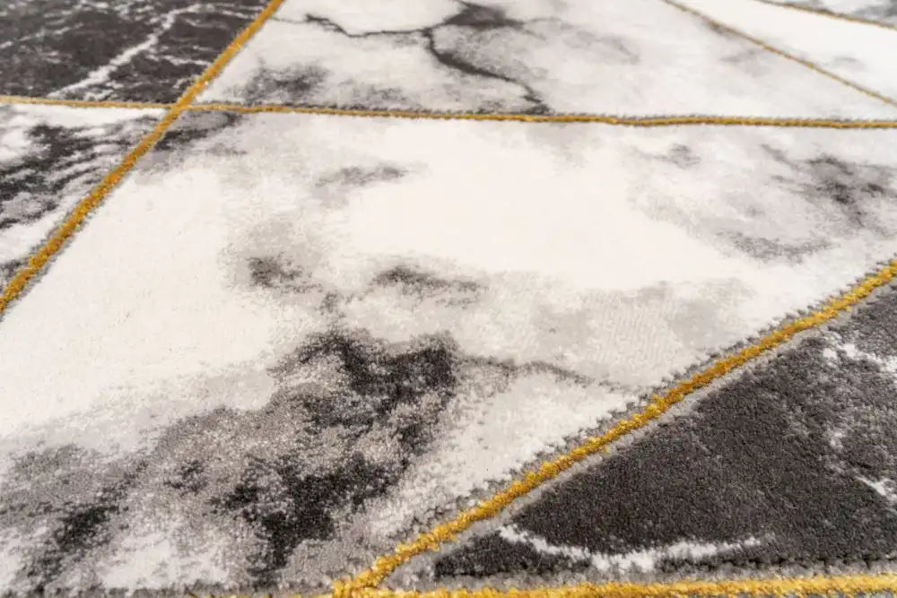 HMC bianco 0185ma black cream Grey, Black, Cream Living Room Geometric Rug.