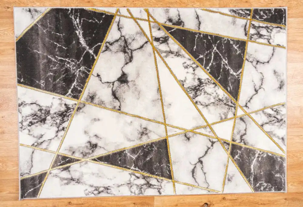HMC bianco 0185ma black cream Grey, Black, Cream Living Room Geometric Rug.