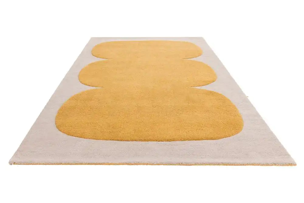 Asiatic canvas 04 sculpt Yellow, Ivory Living Room Wool Rug.