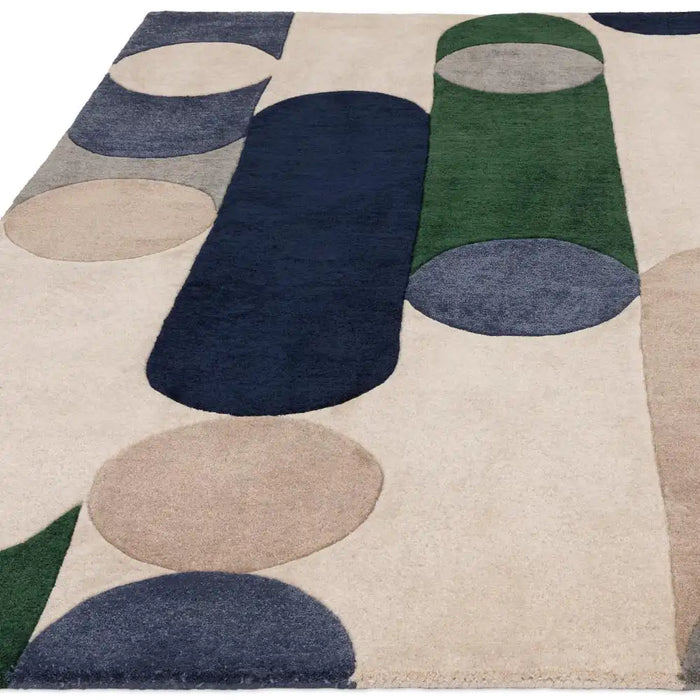Asiatic romy 08 morse blue Blue, Ivory Living Room Geometric Rug.