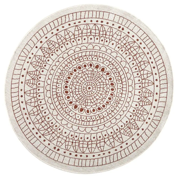 NorthRugs twin reversible circles indoor outdoor 103102 terra cream Orange, Cream Living Room  Rug.