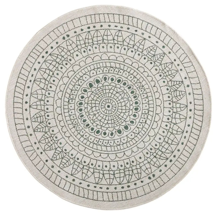 NorthRugs twin reversible circles indoor outdoor 103103 green cream Green, Cream Living Room  Rug.