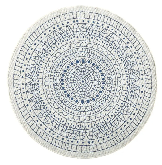 NorthRugs twin reversible circles indoor outdoor 103104 blue cream Blue, Cream Living Room  Rug.