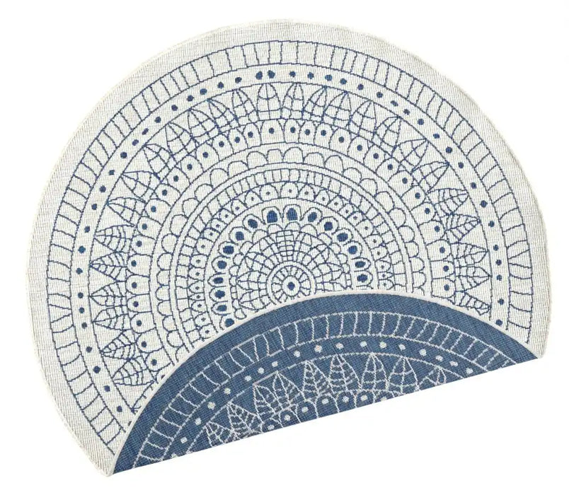 NorthRugs twin reversible circles indoor outdoor 103104 blue cream Blue, Cream Living Room  Rug.