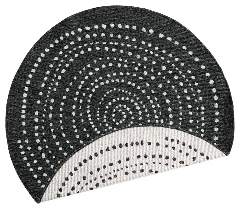  twin reversible circles indoor outdoor 103109 black cream    Rug.