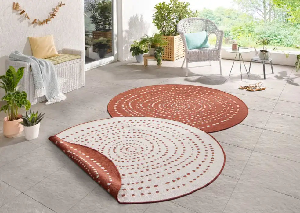 NorthRugs twin reversible circles indoor outdoor 103110 terra cream Orange, Cream Living Room  Rug.