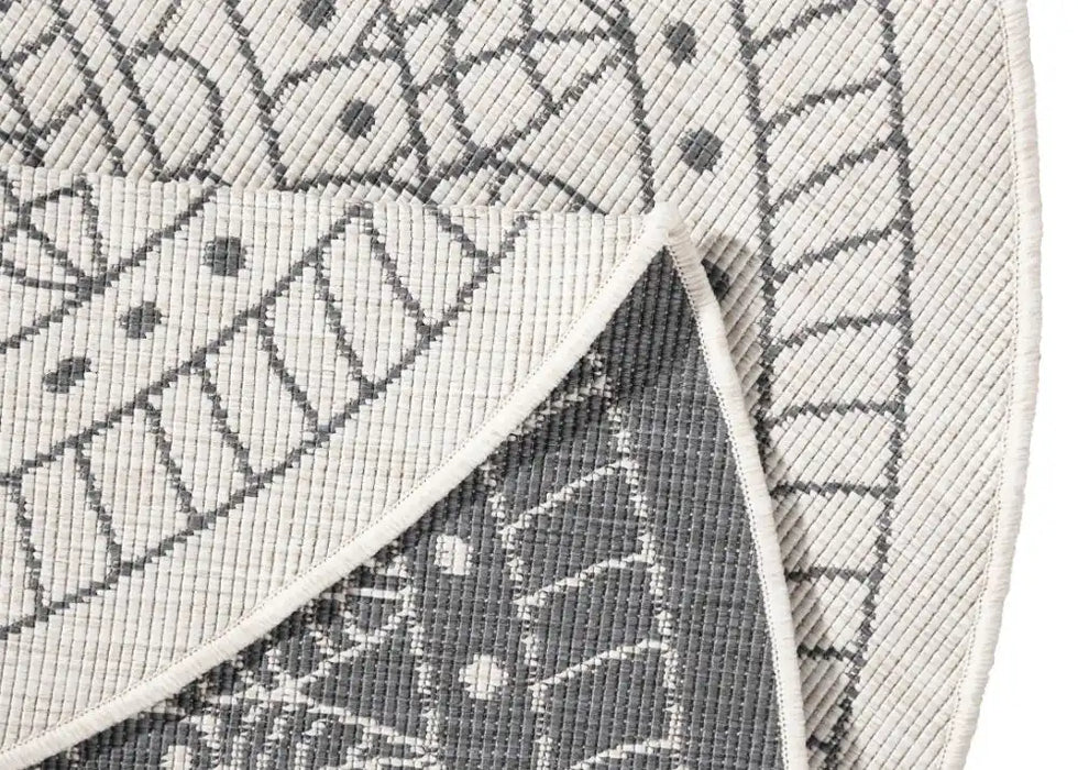 NorthRugs twin reversible circles indoor outdoor 103143 grey cream Grey, Cream Living Room  Rug.