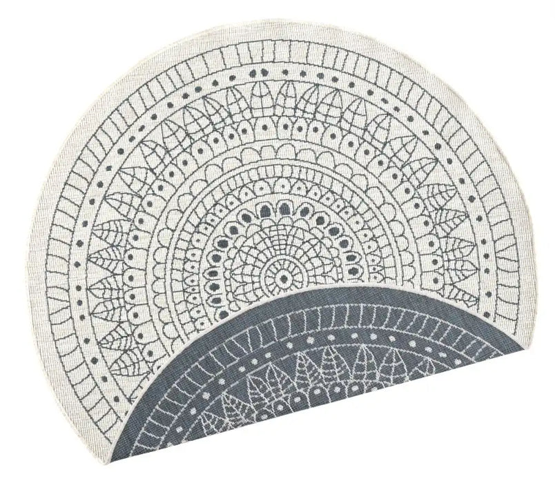 NorthRugs twin reversible circles indoor outdoor 103143 grey cream Grey, Cream Living Room  Rug.