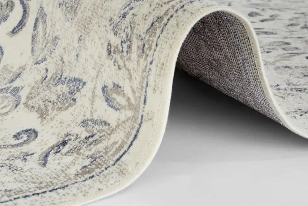 Lucy Lauren 2 sam 104222 cream jeans blue Blue, Ivory Living Room  Rug.