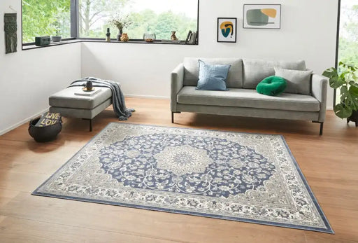 Lucy Lauren 2 sam 104225 jeans blue silver Blue, Grey Living Room  Rug.