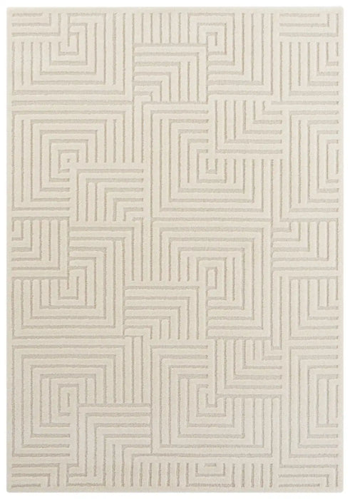 Elle Decoration new york hans 105091 cream Ivory, Cream Living Room Geometric Rug.