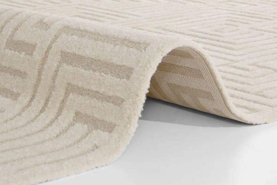 Elle Decoration new york hans 105091 cream Ivory, Cream Living Room Geometric Rug.