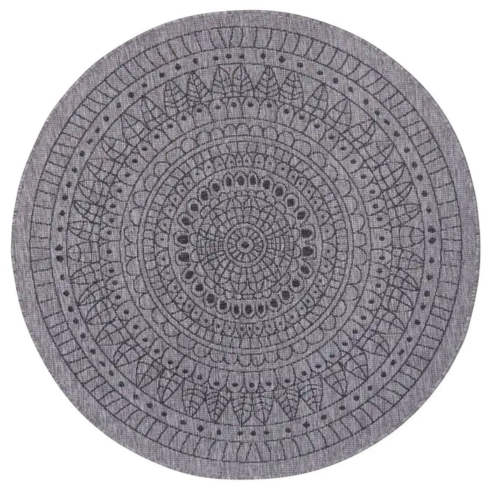 NorthRugs twin reversible circles indoor outdoor 105476 night silver Grey Living Room  Rug.