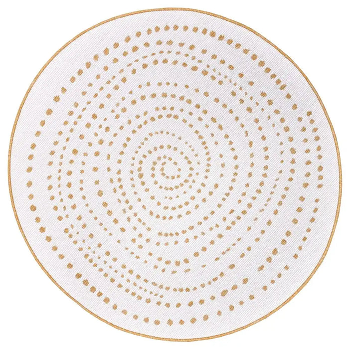 NorthRugs twin reversible circles indoor outdoor 105786 ochre Yellow, Ivory Living Room  Rug.