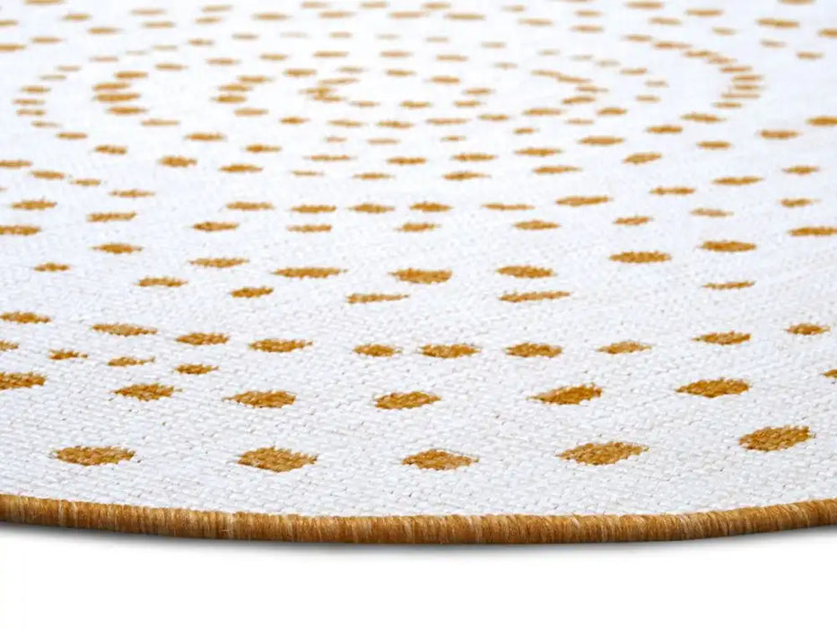 NorthRugs twin reversible circles indoor outdoor 105786 ochre Yellow, Ivory Living Room  Rug.