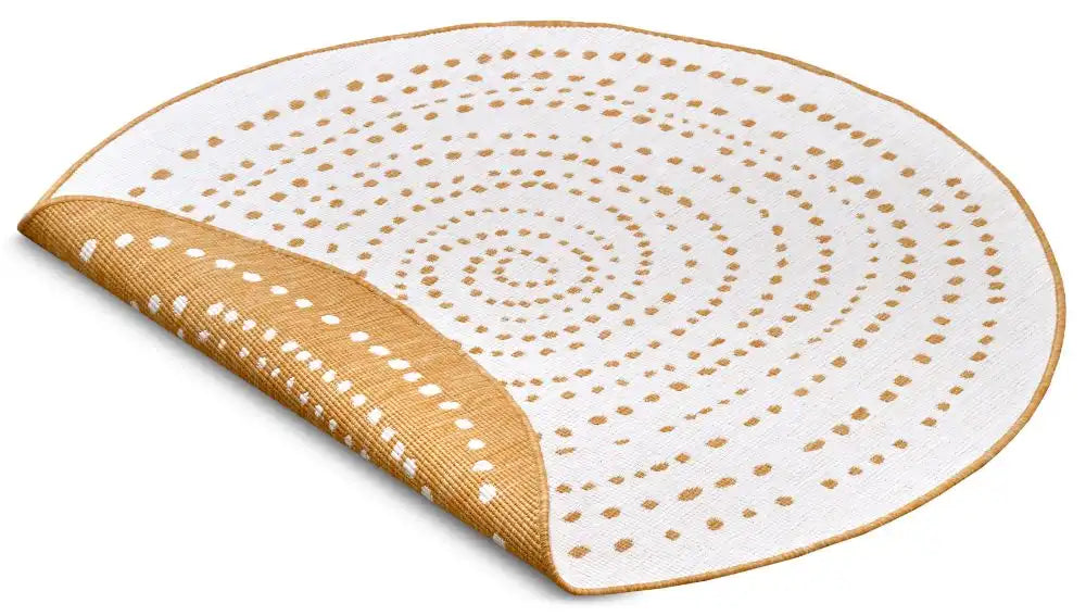 NorthRugs twin reversible circles indoor outdoor 105786 ochre Yellow, Ivory Living Room  Rug.