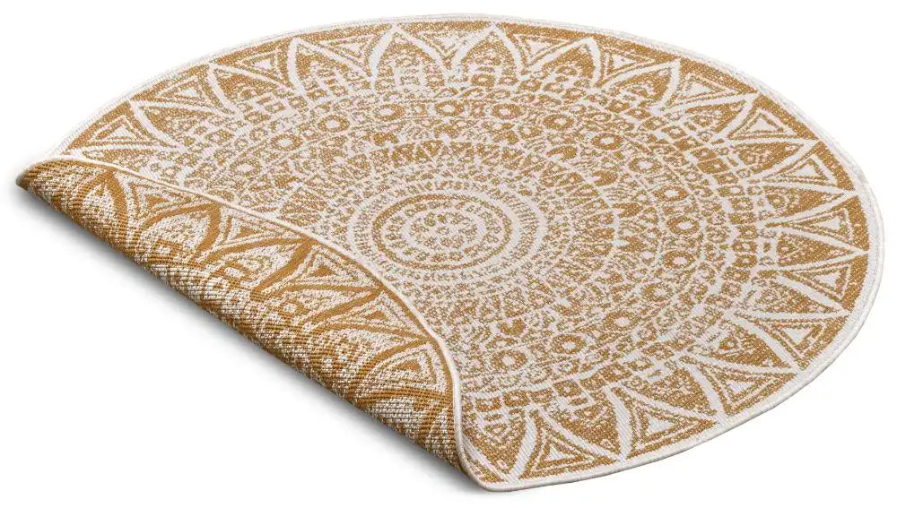 NorthRugs twin reversible circles indoor outdoor 105792 ochre Yellow Living Room  Rug.