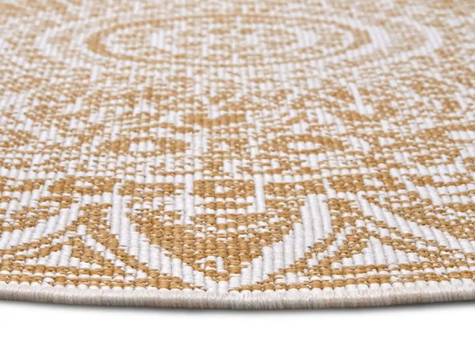 NorthRugs twin reversible circles indoor outdoor 105792 ochre Yellow Living Room  Rug.