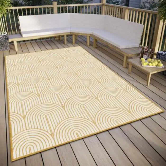Hanse Home pangli indoor outdoor 105849 ochre Yellow Living Room Geometric Rug.