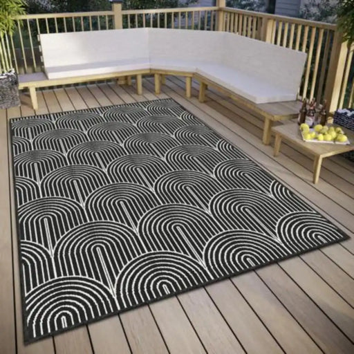 Hanse Home pangli indoor outdoor 105852 black Grey, Black Living Room Geometric Rug.