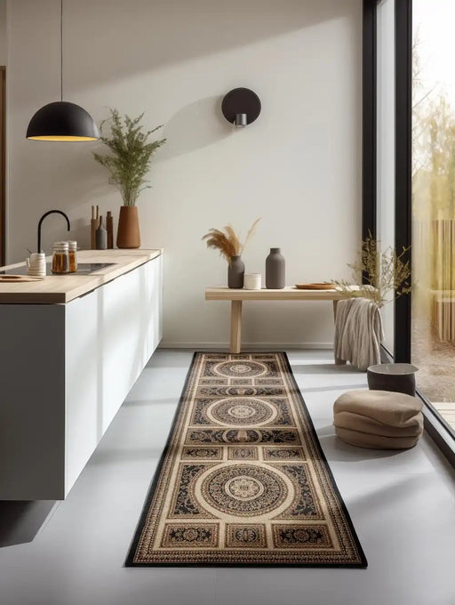 Nouristan herat 2 105989 black cream Black, Ivory Living Room  Rug.