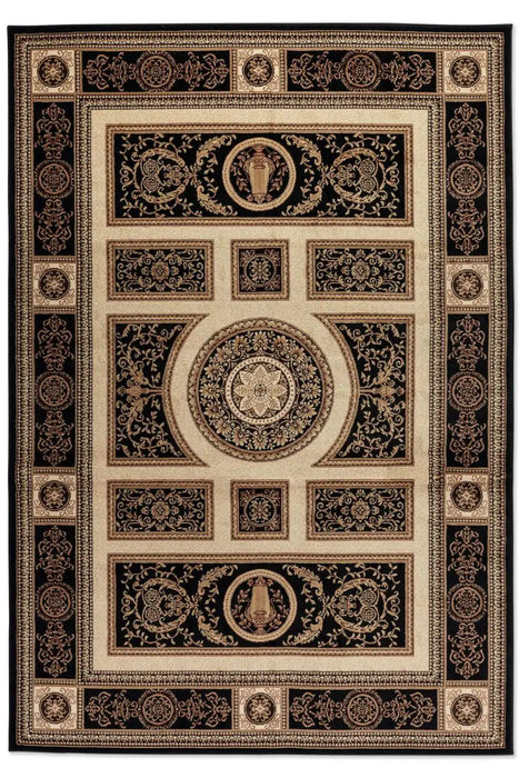 Nouristan herat 2 105989 black cream Black, Ivory Living Room  Rug.