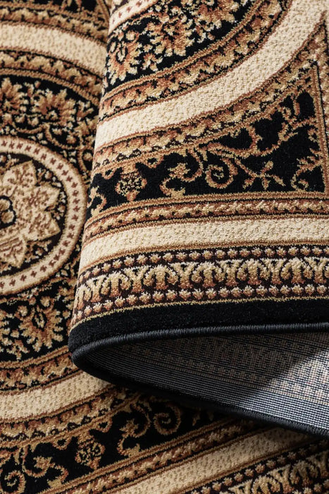 Nouristan herat 2 105989 black cream Black, Ivory Living Room  Rug.