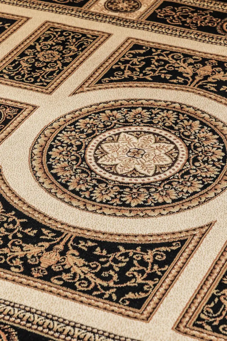Nouristan herat 2 105989 black cream Black, Ivory Living Room  Rug.