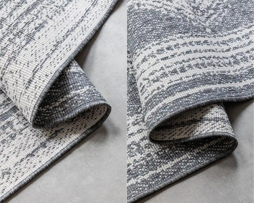 Elle Decoration gemini 106008 silver Grey, Ivory Outdoor  Geometric Rug.