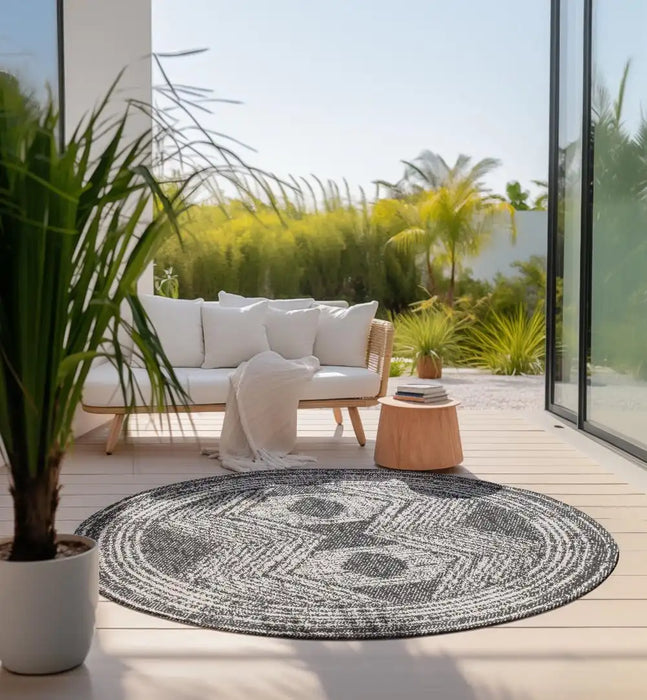 Elle Decoration gemini 106009 black Grey, Black Outdoor  Geometric Rug.