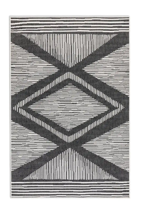 Elle Decoration gemini 106014 black Grey, Black Outdoor  Geometric Rug.