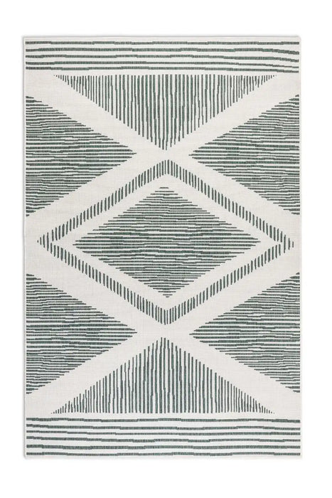 Elle Decoration gemini 106015 green Green, Ivory Outdoor  Geometric Rug.
