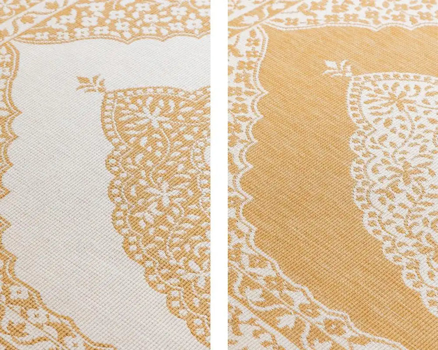 Elle Decoration gemini 106027 ochre Yellow, Ivory Outdoor  Geometric Rug.