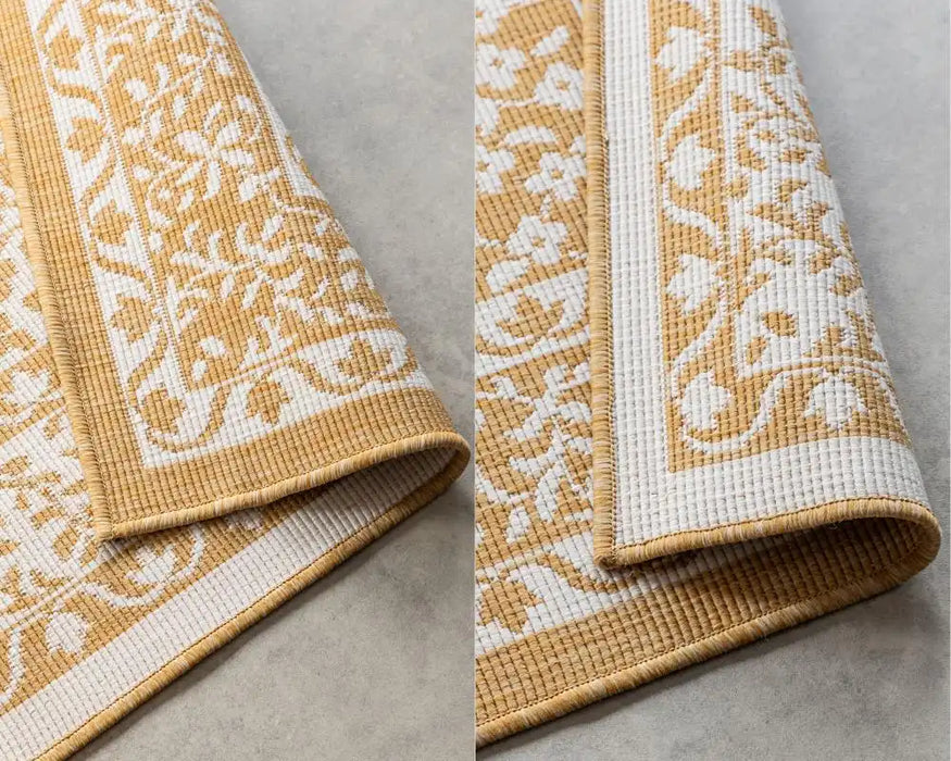 Elle Decoration gemini 106027 ochre Yellow, Ivory Outdoor  Geometric Rug.