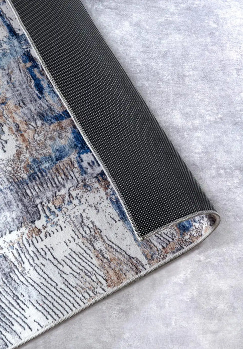 Elle Decoration imagination v2 hans 106035 dark blue beige Blue Living Room Geometric Rug.