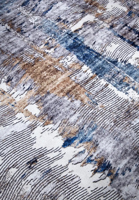 Elle Decoration imagination v2 hans 106035 dark blue beige Blue Living Room Geometric Rug.