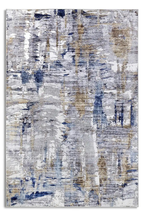 Elle Decoration imagination v2 hans 106035 dark blue beige Blue Living Room Geometric Rug.